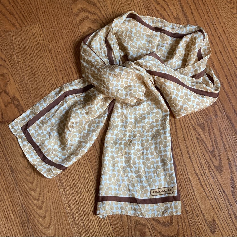 Coach logo silk scarf